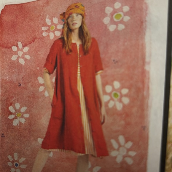 Gudrun Sjoden “Ester” Woven Linen Dress, Parrot Red, Size Medium - Picture 12 of 12